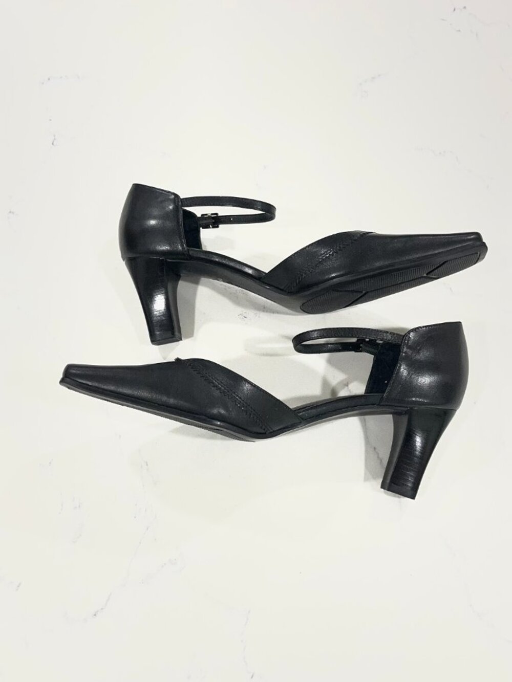 Etienne Aigner Women's Black Leather D'orsay High Heels Ankle Strap Size 7.5 - Picture 3 of 7